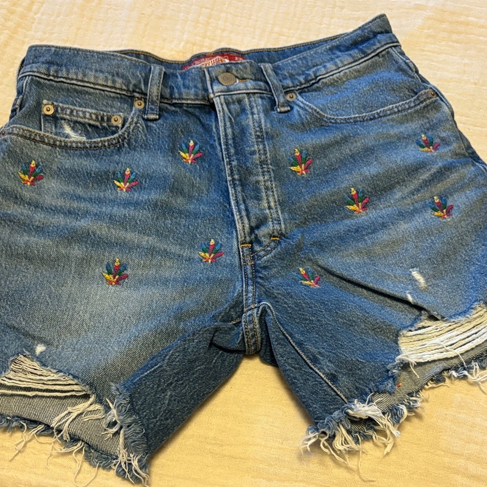 Lucky Brand Blue Distressed Denim Shorts